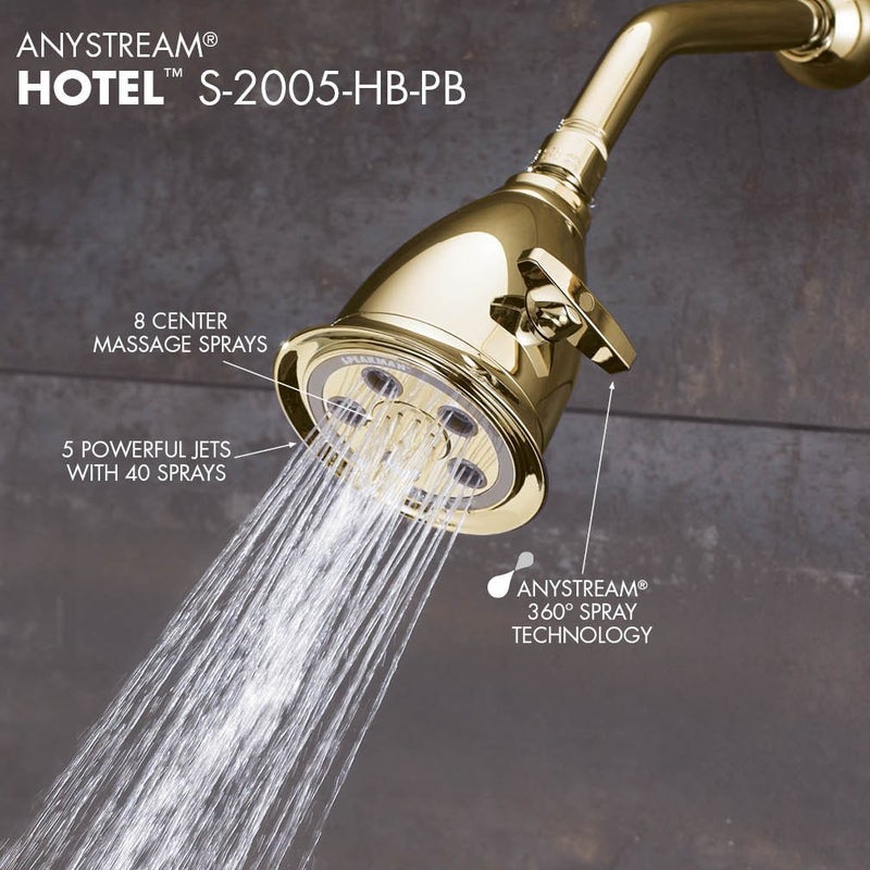 Speakman, Polished Brass S-2005-HB-PB Hotel Anystream High Pressure 2.5 GPM Adjustable Shower Head - Image 3